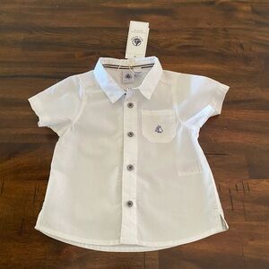 Petit Bateau Classic Button Down Shirt With Embroidered Logo
